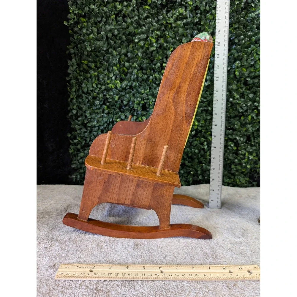Vintage MCM Handmade Wood Sewing Rocking Chair Organizer‎ Pincushion Folk Art